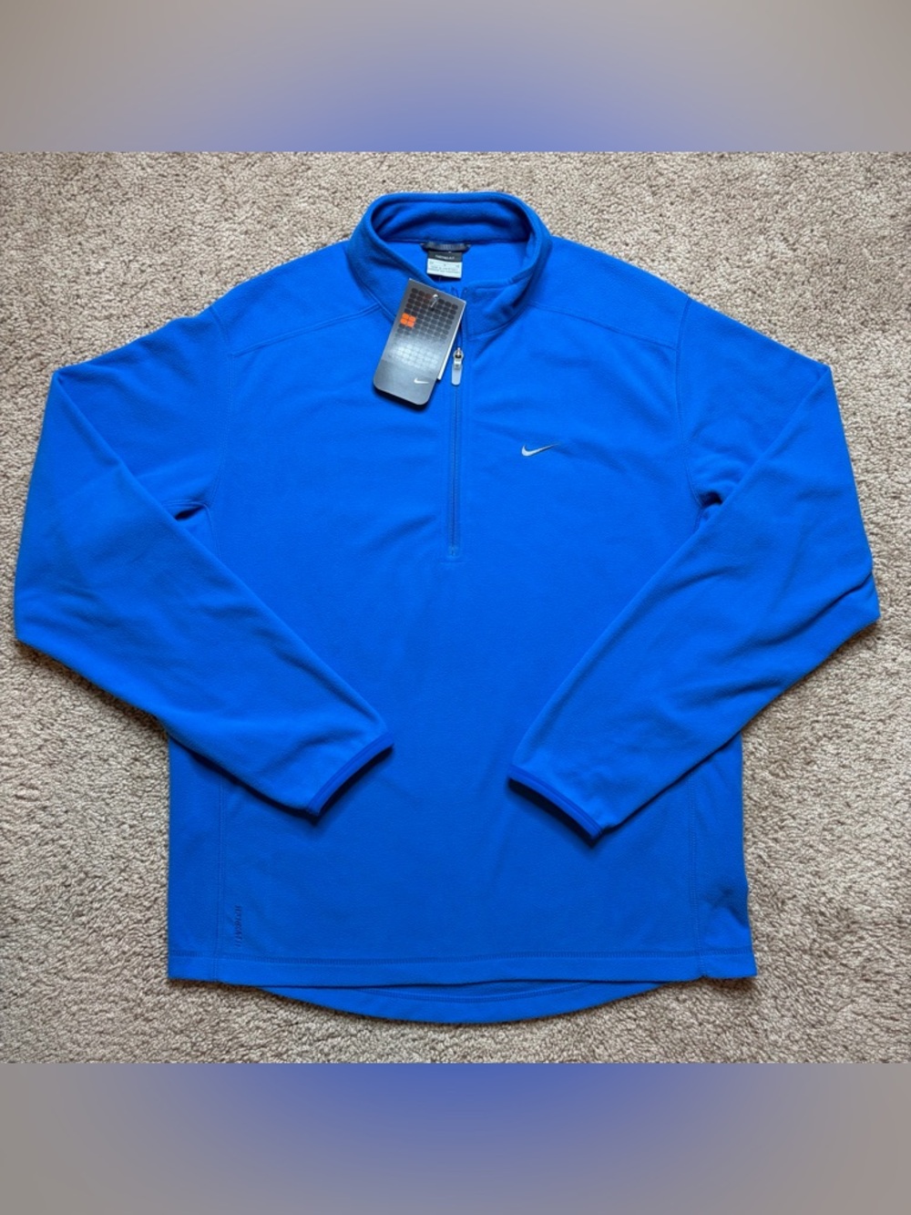 Y2K Nike 1/4 Zip Fleece Pullover Blue Medium